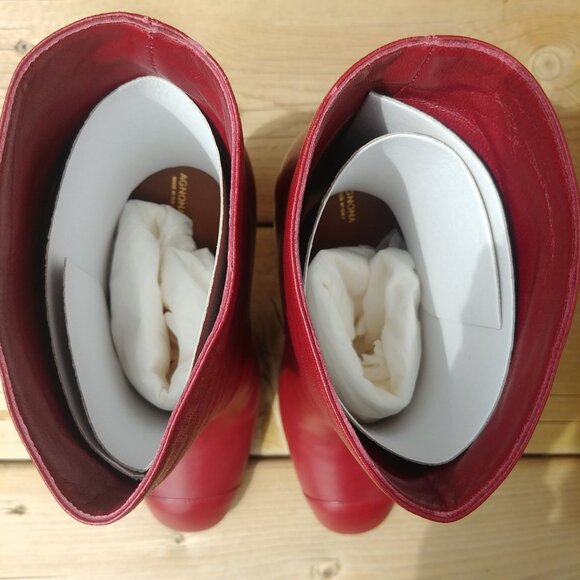 Agnona Italy soft red leather high heel ankle boots size 39 - Picture 2 of 16